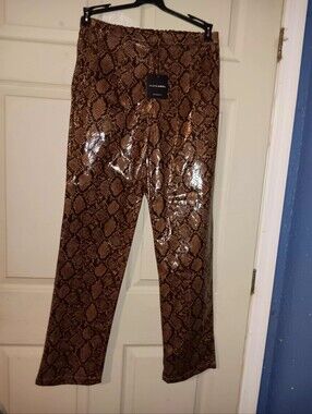 J Lux Label Faux Snakeskin Womens Pants Sz M Zip And Hook Clouser